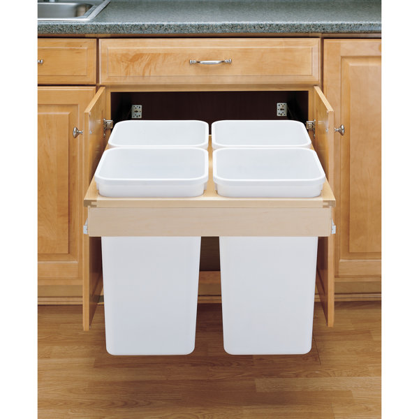 RevAShelf Top Mount Solid Wood 6.75 Gallon Open Pull Out/Under Counter Trash Can Wayfair